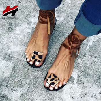 Leopard open toe on sale flats