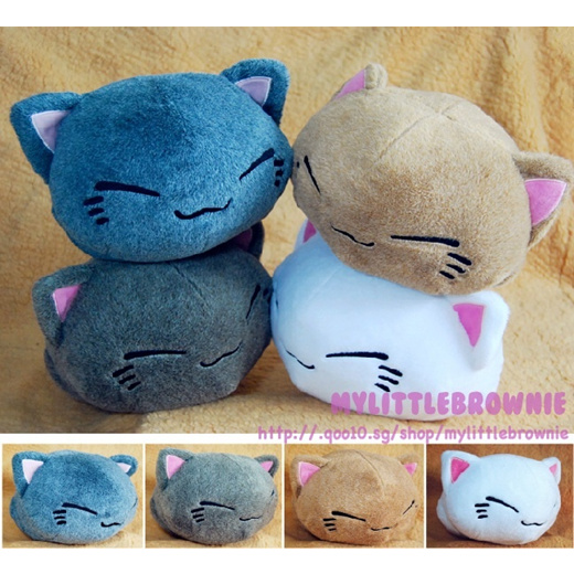 Plush Cat Sleepy Cat Toy Soft Stuffed Animal Blue Neko