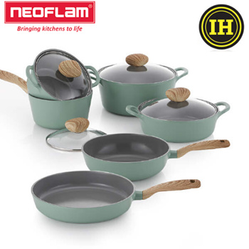 Neoflam Retro Green Demer Cookware Pot Set | Die-Cast, Various Cooktop |  Made in Korea (Set)