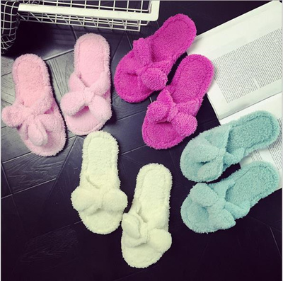 New Arrival Butterfly Knot Sweet And Lovely Cotton Slippers Bedroom Slippers Indoor Slippers Comfortable Soft