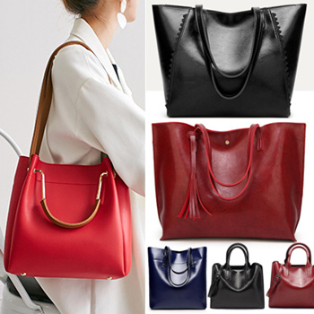 Red leather store handbags on sale