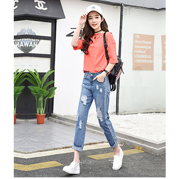 Korean Hongdae Style Loose Ripped Jeans