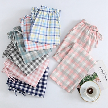 New Plaid Cotton Loose Ladies Pajama Pants Pyjama Trousers Women Men Sleep  Bottoms Lounge Wear Sleep