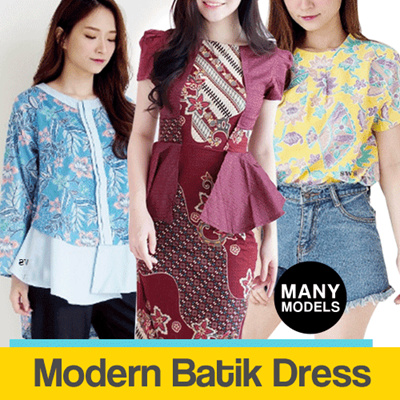 Qoo10 NEW UPDATE 1 MARET BAJU  ATASAN  DRESS  BATIK  MODERN 