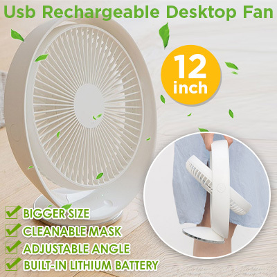 New usb rechargeable desktop fan 12 inch fan big fan Air circulation fan Adjustable angle