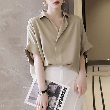 Qoo10 - Women Vintage Hong Kong Style Loose fit Collar Blouse