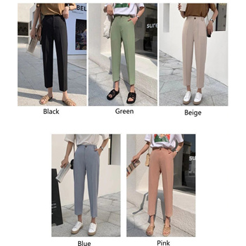 Womens Casual Formal Pants High Waist Long Loose Straight Wide Leg Suit  Trousers | eBay