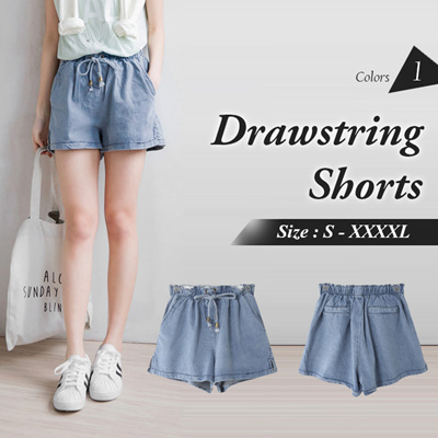 drawstring denim shorts