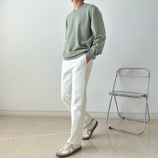 Qoo10 - Men's plain color cashmere plain round t-shirt : Men’s Clothing