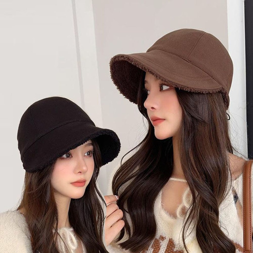 Qoo10 - Women's Hat Winter Hat Lovely Soft Puffy Cap Bucket Hat ...