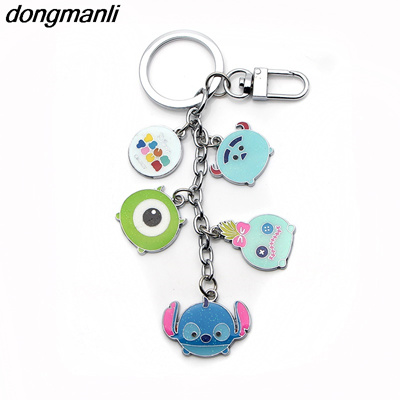 P1681 Dongmanli Anime Cartoon Cute Lilo Stitch Key Ring Gift Metal Enamel Chaveiro Car Keychains