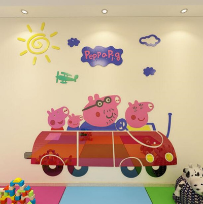 Peppa Pig Three Dimensional Acrylic Cartoon Childrens Room Wall Stickers