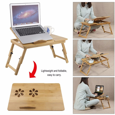 Qoo10 Portable Folding Bamboo Laptop Table Sofa Bed Office