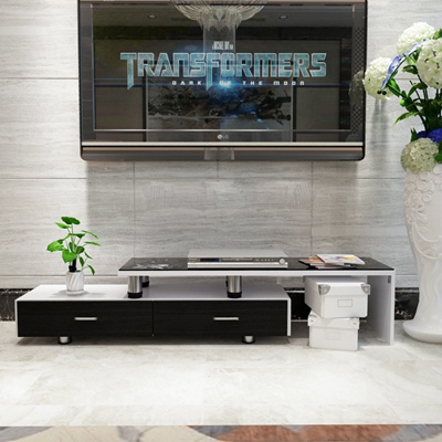 Post Minimalist Style Retractable Living Room Tv Cabinet Small Tempered Glass Tv Cabinets Coffee Tab