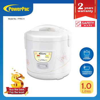 powerpac 1l rice cooker with steamer