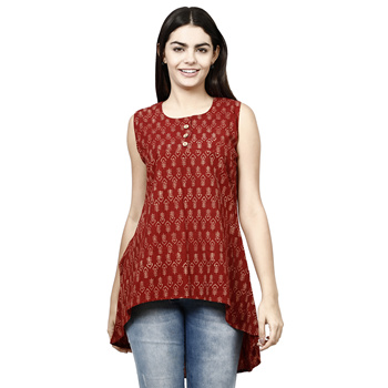 Mialo fashion short sleeveless kurti for women.