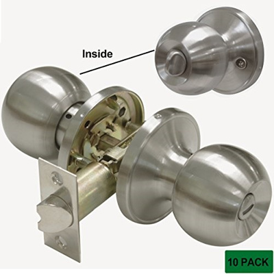 Probrico Probrico Bedroom Door Knobs Bathroom Door Lock Brushed Nickel Pack Of 10