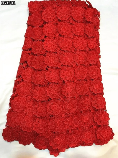 red guipure lace fabric