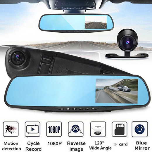 Qoo10 - Rearview Mirror Night Vision DVRs+Rear View Camera Camcorder 4. ...