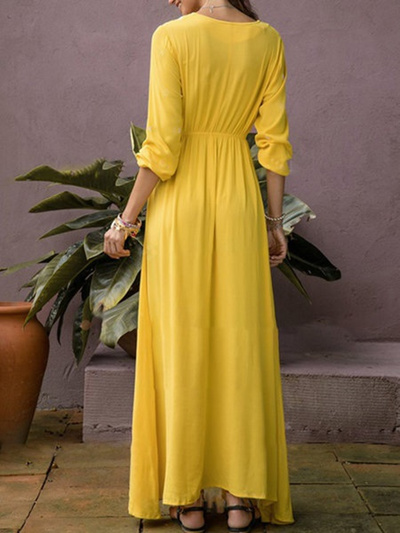 yellow long sleeve dress