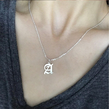 Initial Necklace Old English Retro Font