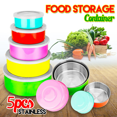 Qoo10 SB050 5Pcs Stainless Steel Food  Storage Container 