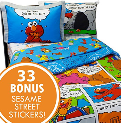 Qoo10 Sesame Street Full Bedding And Wall Sticker Set Elmo