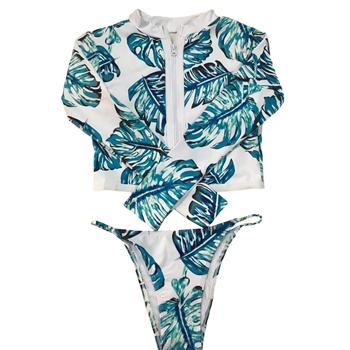 Qoo10 - Sexy lady two-piece swimsuit leaf blade printing network