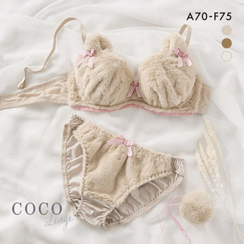 Qoo10 - COCO Linge fluffy teddy bear bra panties set (Sizes A-F