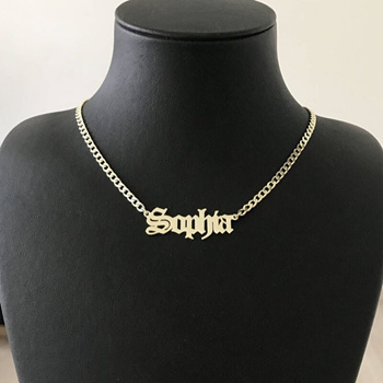 gold pendant with name in english