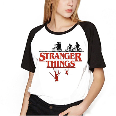 Qoo10 Shop Stranger Things T Shirt Women Raglan Sleeve Plus Size