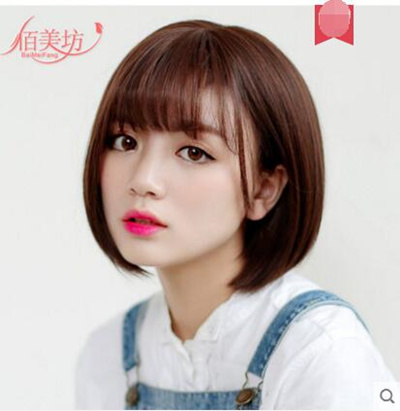 Short Hair Wig Short Straight Hair Bobo Head Bangs Wigs Korean Realistic Wig Sets