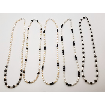 Black Onyx & Mother of Pearl Necklace, 42