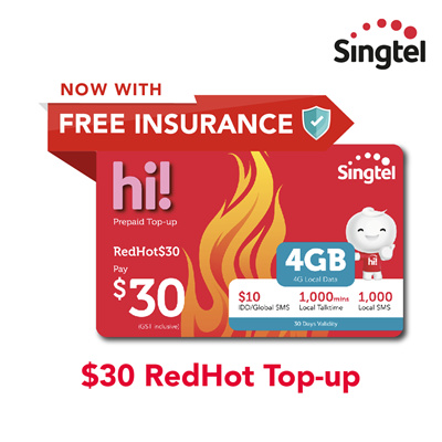 Qoo10 - Singtel $30 RedHot Top-up : Top-Up & Gift Card