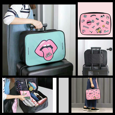 Qoo10 - [Size L] Cute Cartoon Trunk Bag / Tas Travel Koper