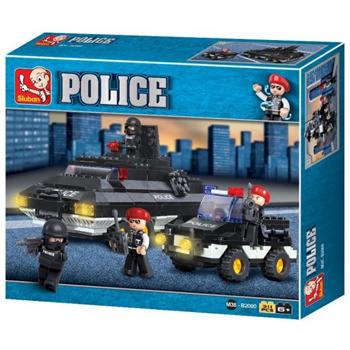 Sluban Riot Police Armoured Patrol Brick construction play set with mini figures 