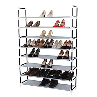 Songmics 8 Tiers Shoe Tower Rack Shoe Storage Organizer Space Saving Shoe Cabinet Grey Ulsr08g