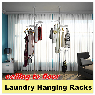 Spacemaster Local Stock Ceiling To Floor Laundry Hanging Racks Single Double Space Saving