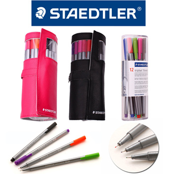 Staedtler TriPlus Fineliners 20 Assorted Colours with Pencil Case 334 PC20 (Black)