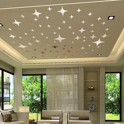 Stars Wall Stickers 3d Acrylic Stars Living Room Ceiling Ceiling Decoration Mirror Reflex Mirror Wal