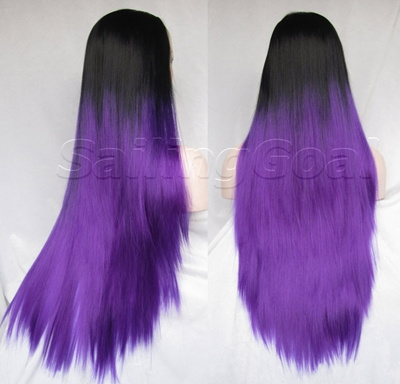 Qoo10 Straight Long Ombre Wig Two Tone Ombre Hair Extensions Dip