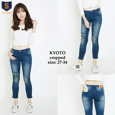 Qoo10 STRETCH CROPPED JEANS CELANA  JEANS KEKINIAN  