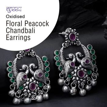 Katrina Kaif Inspired Silver Oxidized Chandbali Earrings – AryaFashions