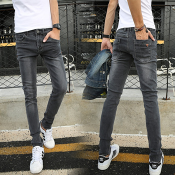 Qoo10 - Summer dark grey jeans， young men， small feet， pants， pants， pants，  pa... : Men's Clothing