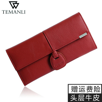 TEMANLI authentic 2017 female Korean version 30 percent clip new leather cowhide wallet large zip ar