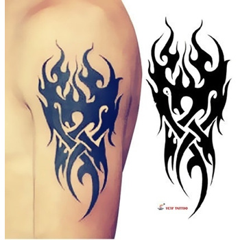 Waterproof Temporary Tattoo Black Flame Fake Sticker Men Women Arm Chest  Decals | eBay