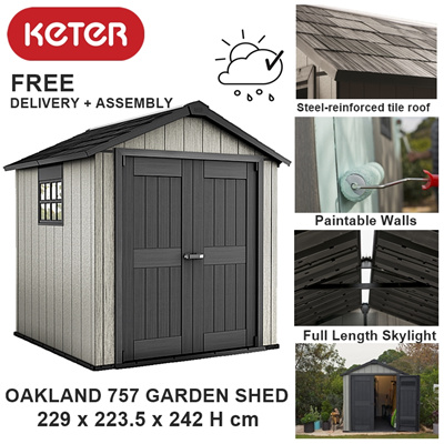 keter oakland shed 757 brownish grey keter plastic