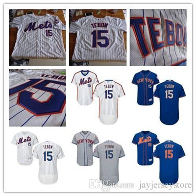 Men's New York Mets #15 Tim Tebow Replica White Alternate Cool