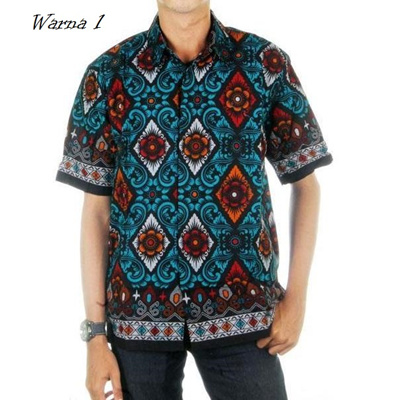 Qoo10 Tops Men Hem Motif  Batik  Short Sleeve Shirt 