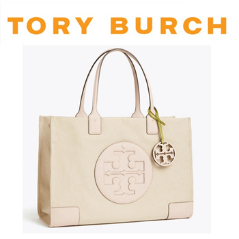 Qoo10 - Tory Burch Ella Canvas Tote Natural Shell Pink Handbag mini_55063☆larg... : Bag & Wallet